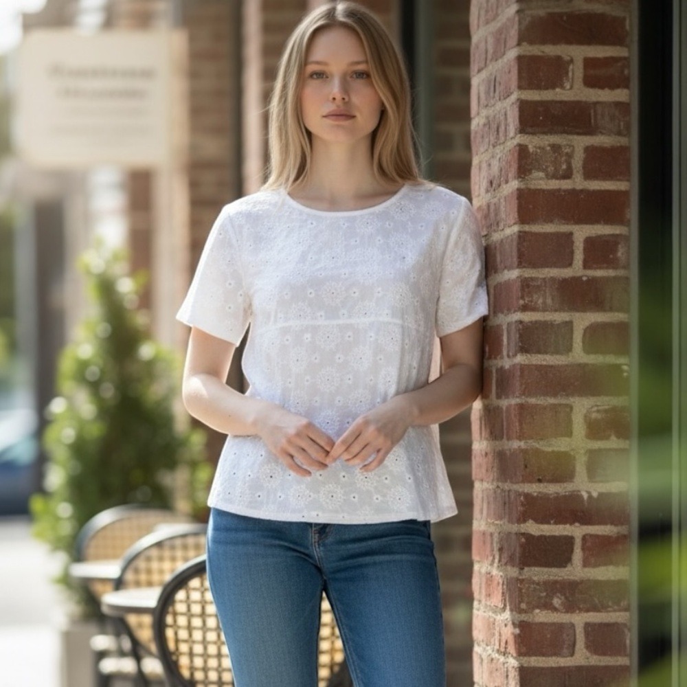 MISSLOOK Short Sleeve Blouse, Lightweight, and Relaxed Fit, Solid White, Size XL
